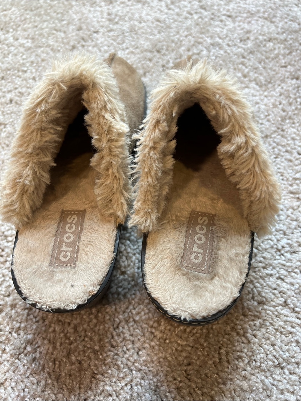 Crocs Faux Suede Fur Lined Mule Clogs Brown Fairy Indie Cottagecore 6.5 - Picture 3 of 3